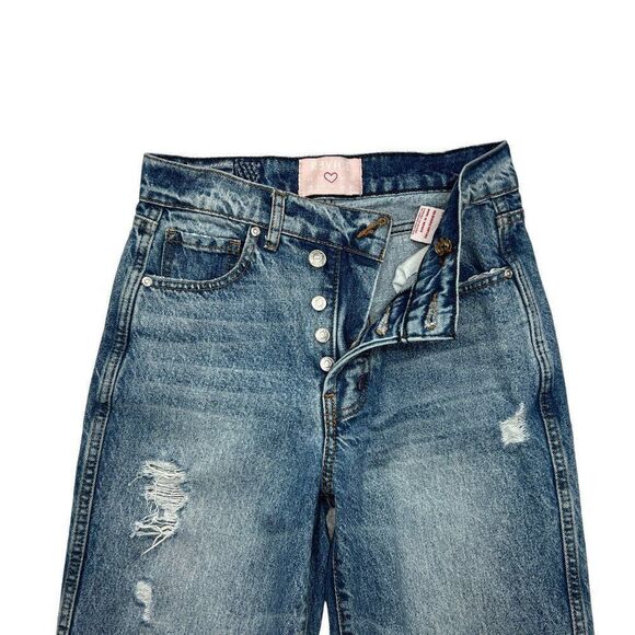 Revice Women's Size 25 High Rise Crossover Waist Distressed Jeans - Picture 3 of 11